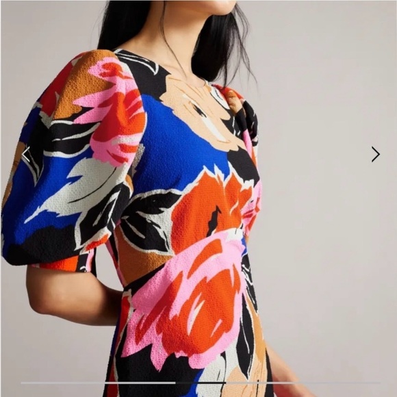 NEW w/Tags TED BAKER Harpia Floral Midi Dress with Zipper Closure US Size 4 - Picture 3 of 13
